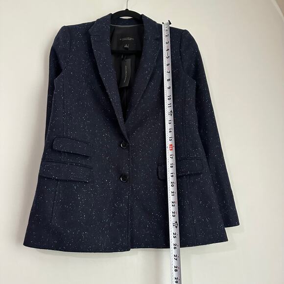NEW Banana Republic Speckled Navy Single Breasted Hcking Collared Jacket Blazer - Picture 9 of 9